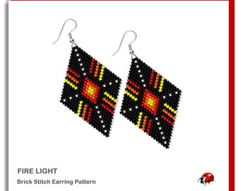 FIRE LIGHT:  Brick Stitch Beaded Earrings Pattern by Bead with Bugs