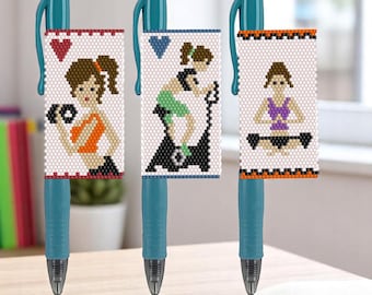 YOGA, GIRO, PESAS: Bolígrafo con cuentas y punto peyote de Bead with Bugs