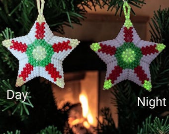 3D Peyote Mini Star Bead Pattern , CHRISTMAS CANDLES STAR, Charming Decor for Home & Holidays