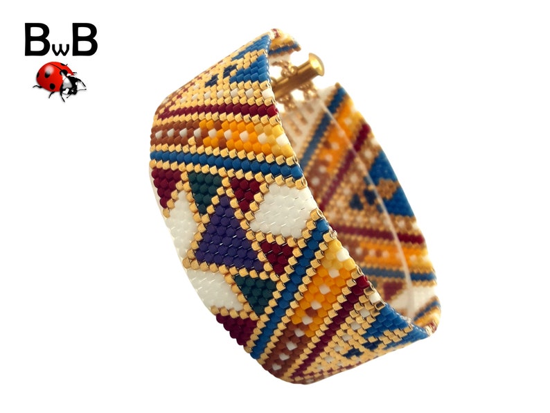 MODERN MOSAIC: A Peyote Stitch Beaded Bracelet Pattern by Bead with Bugs image 3