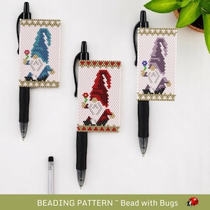 Blumenzwerg Peyote Stitch Beaded Pen Wrap Pattern für Pilot G2 Pen
