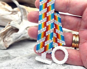 Peyote Stitch Bracelet Pattern, The Days End, Chunky Color Beaded Jewelry (PDF)