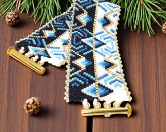 Peyote Stitch Bracelet Pattern, Geometric Beaded Jewelry Design (PDF)