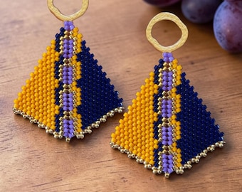 Peyote Stitch, Kite Earring Beading Pattern by Bead with Bugs, HARVEST HEAT