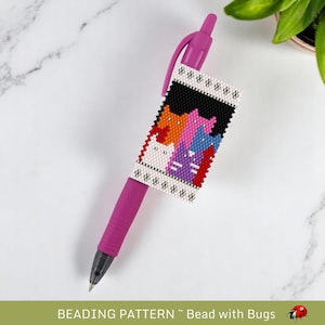 Peyote Stitch Beaded Pen Wrap Muster, helle Katzen ( Pilot G2 Pen )