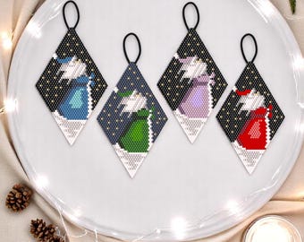Beaded Brick Stitch Ornament Pattern von Bead with Bugs, Santa in the Stars, sehr beliebte flache Perlenornament-Muster, PDF