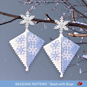Peyote Stitch, Kite Earring Beading Pattern WINTER CARNIVAL, PDF