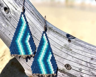 2 Drop Brick Stitch Earring Pattern, Swirling Sky