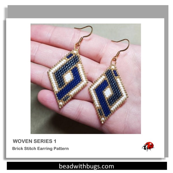 WOVEN SERIES:  Brick Stitch Beaded Earrings Pattern by Bead with Bugs