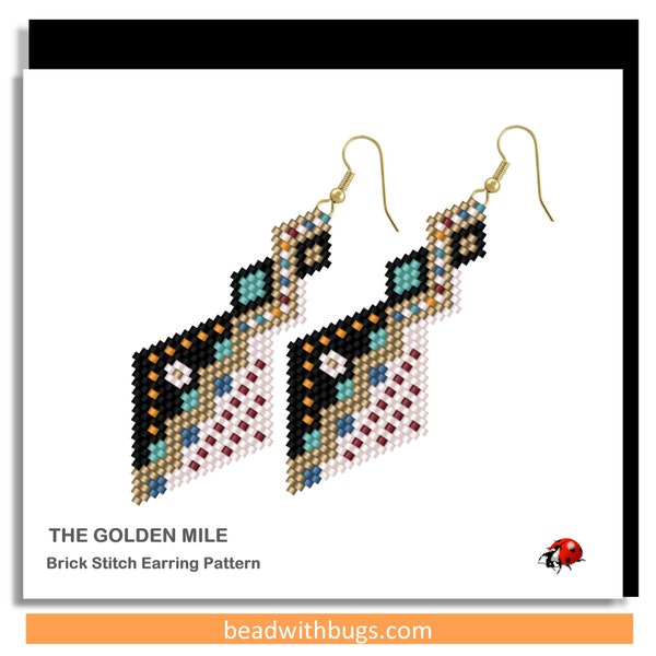 GOLDEN MILE:  Brick Stitch Beaded Earrings Pattern by Bead with Bugs