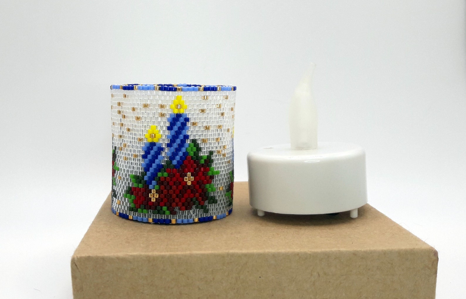 TEA LIGHT COVER Peyote Stitch Tea Light or Votive Cover Etsy