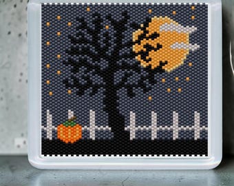 Peyote Stitch Beaded Coaster Pattern by Bead with Bugs, HALLOWEEN 4
