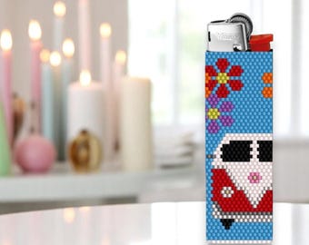 Peyote Stitch Beaded Lighter Cover, LOVE BUG by Bead with Bugs