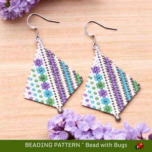 Peyote Stitch, Kite Earring Beading Pattern by Bead with Bugs, April Showers