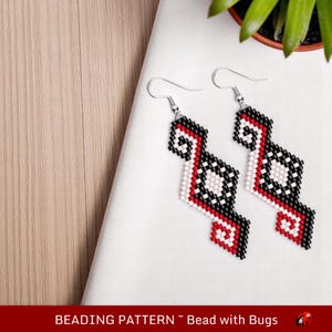 Brick Stitch Beaded Earrings Pattern by Bead with Bugs, The Boulevard, long, shaped earrings, PDF