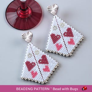 Peyote Stitch, Kite Earring Beading Pattern by Bead with Bugs, Valentines Day