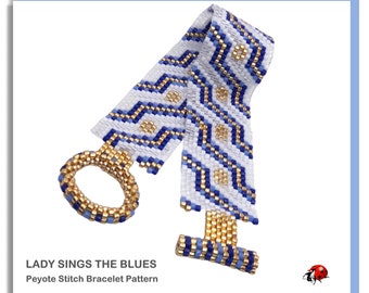 LADY SINGS the BLUES: A Peyote Stitch Beaded Bracelet Pattern by Bead with Bugs