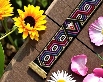 Peyote Stitch Beaded Bracelet Pattern by Bead with Bugs, INGRID, PDF