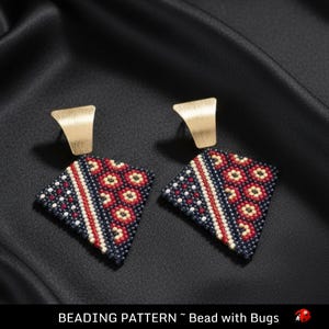 Kralenpatroon vliegeroorbellen: rode en zwarte peyote-steek van Bead with Bugs