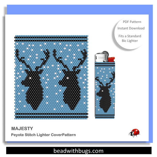 MAJESTY:  Peyote Stitch Beaded Lighter Cover by Bead with Bugs