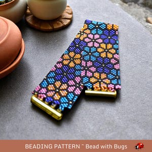 Peyote Stitch Beaded Bracelet Pattern by Bead with Bugs, Stained Glass Flowers, 3 pattern set, PDF