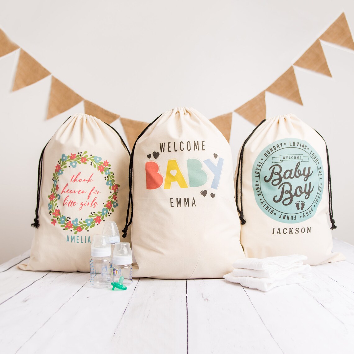 Personalized Jumbo Baby Gift Bags Perfect for Baby Shower Etsy