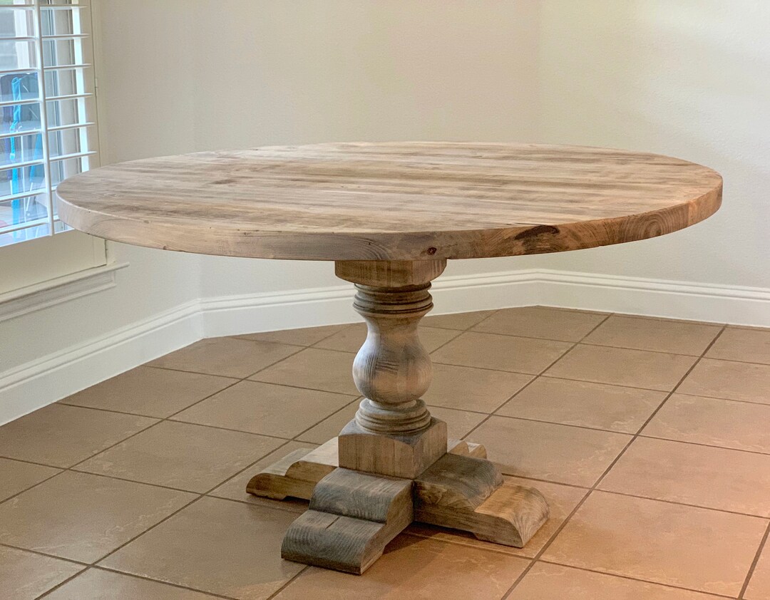 Solid Wood Handmade Round Pedestal Dining Table FREE SHIPPING Etsy