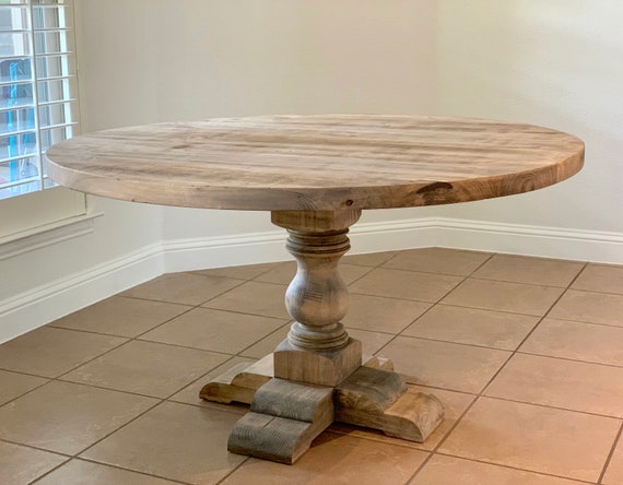 Solid Wood Handmade Round Pedestal, Solid Wood Round Pedestal Dining Tables