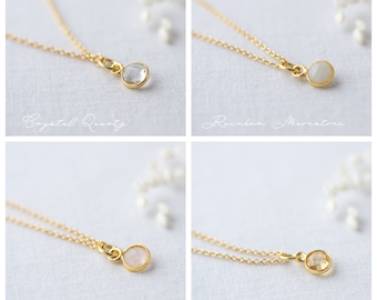 Birthstone necklace Gold filled, gemstone pendant, birthday gift, gift for Christmas