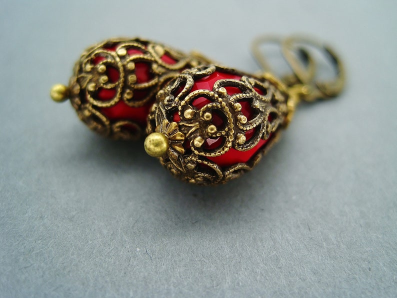 Ohrringe vintage, rote Ohrhänger, orientalische Hängeohrringe image 8