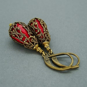 Ohrringe vintage, rote Ohrhänger, orientalische Hängeohrringe image 6