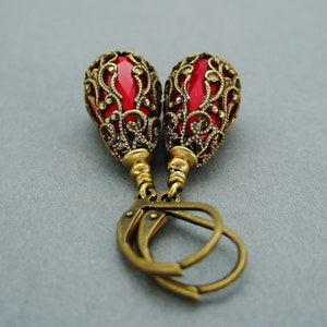 Ohrringe vintage, rote Ohrhänger, orientalische Hängeohrringe image 4