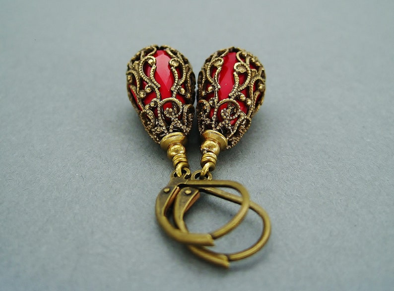 Ohrringe vintage, rote Ohrhänger, orientalische Hängeohrringe image 4