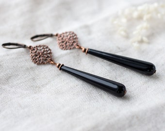 earrings vintage black copper ornaments