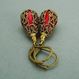 Ohrringe vintage, rote Ohrhänger, orientalische Hängeohrringe image 9