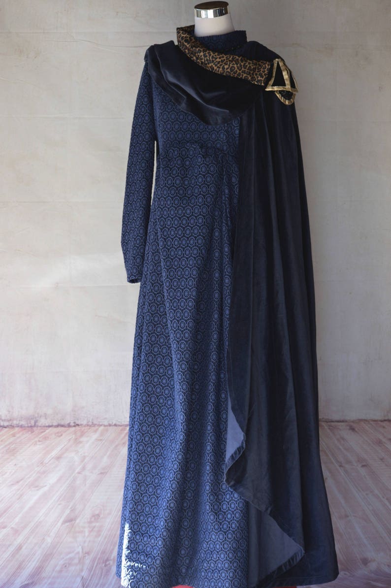 Padme Amidala Navy blue linen dress inspiration Costume made | Etsy