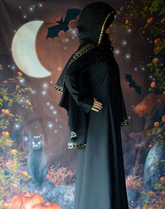 Halloween Stage Costume Short Hooded Cloak Wizard Vampire