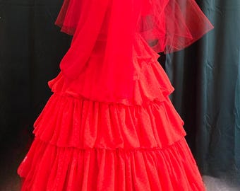 Lydia wedding dress, red, Beetlejuice