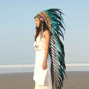 Boho headdress, super long length.chief warbonnet, indian headdress replica image 1