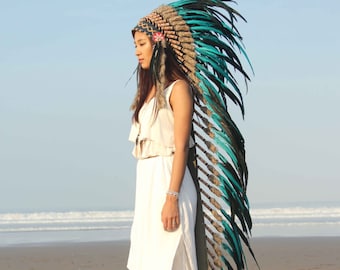 Boho Kopfschmuck, super lange Länge.Häuptling Warbonnet, indischer Kopfschmuck Nachbildung