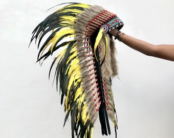 Indian headdress replica, made with rooster feathers, medium