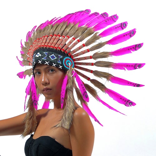 Pink indian headdress shops replica