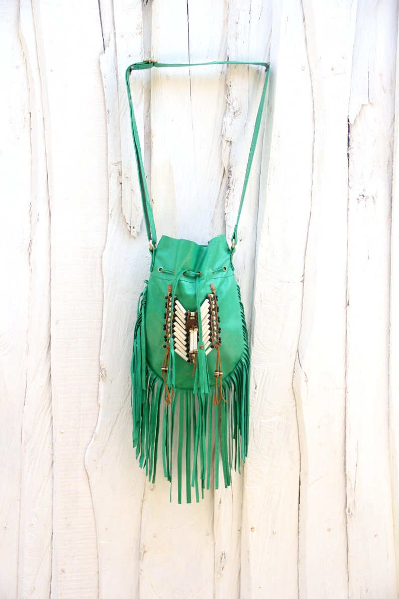 green boho bag