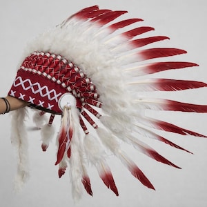 Replica Indiase hoofdtooi rood en wit
