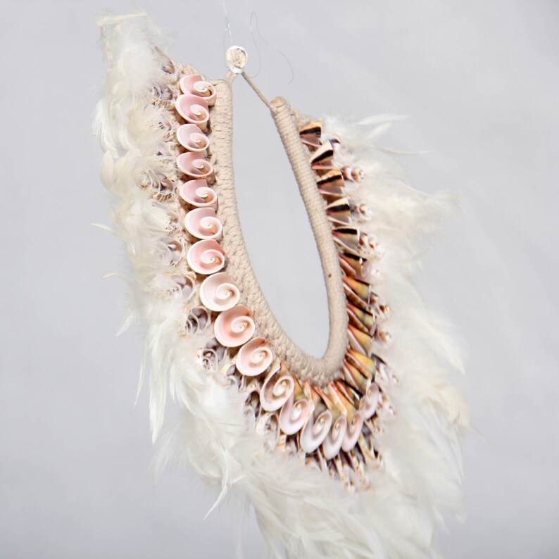Feather Shell Tribal Feather Shell Necklace - Papua Home Decor - Etsy