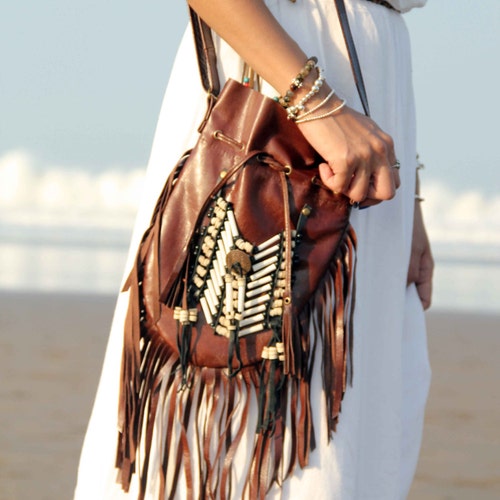 brown boho purse