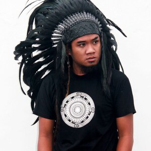 Black Feather indian headdress replica medium lenght image 3