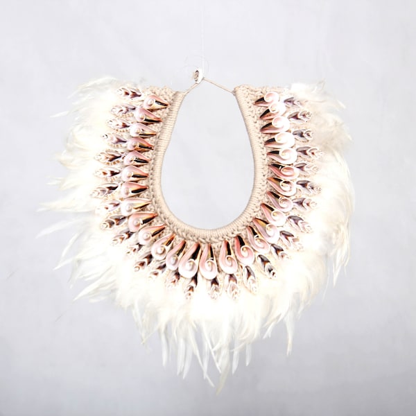 ON SALE Feather decorative necklace, Papua Necklace, home decor