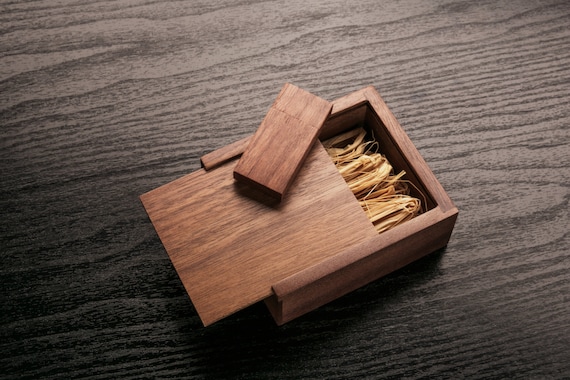 Walnut Usb Box, Walnut Wood Gift Usb, Natural Wood Usb, Natural Wood Usb Gift Box, Stained Wood Usb Gift Box, Wooden Gift Box With Usb