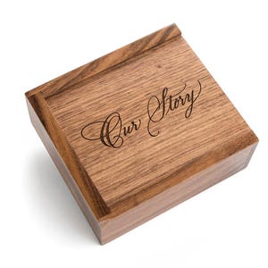 Real Wood Wedding Gift, Wooden Wedding Usb Gift, Our Story Wood Gift, Story Box, Wooden Memory Box With Usb, Usb With Inscription, Usb Box image 3